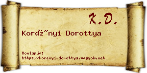 Korényi Dorottya névjegykártya
